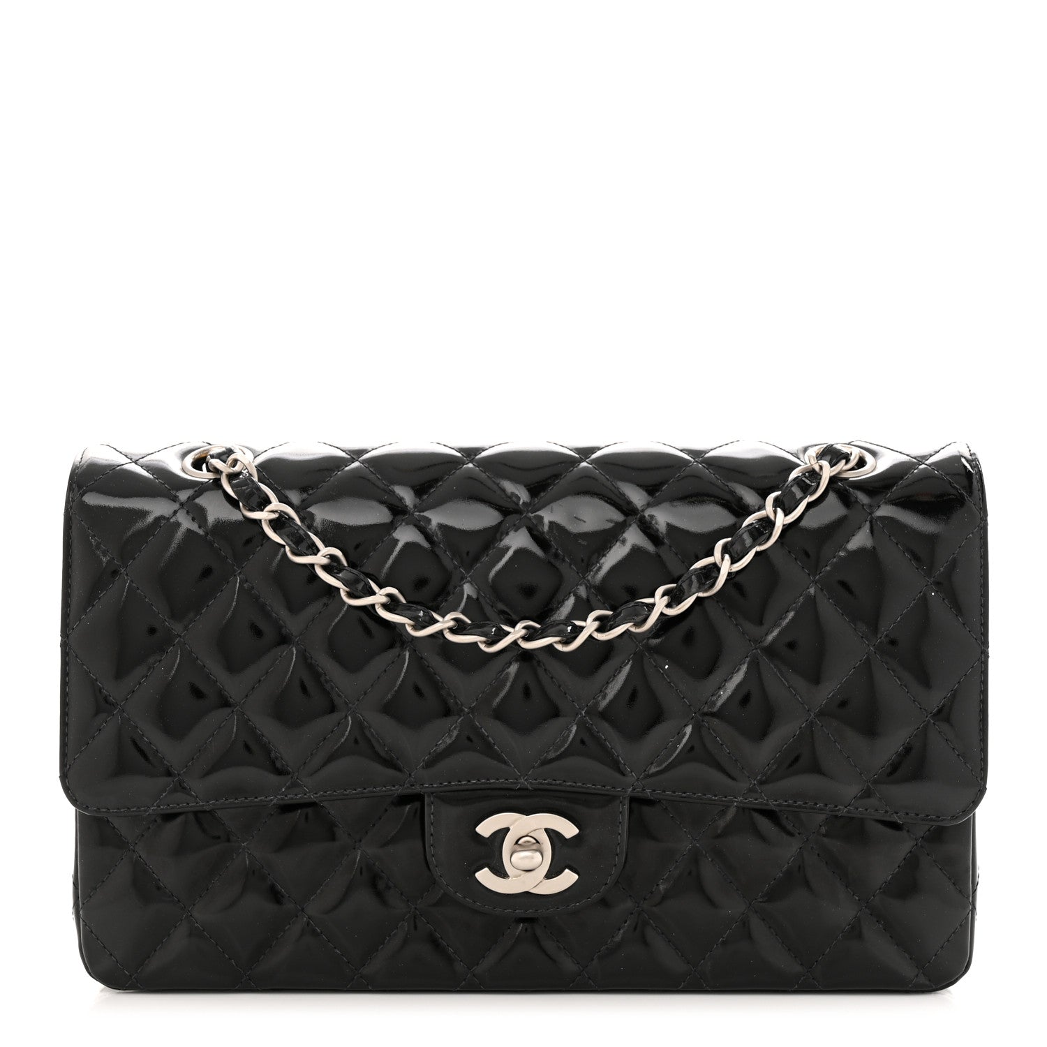 Chanel Patent Quilted Medium Double Flap Black 1 of 11