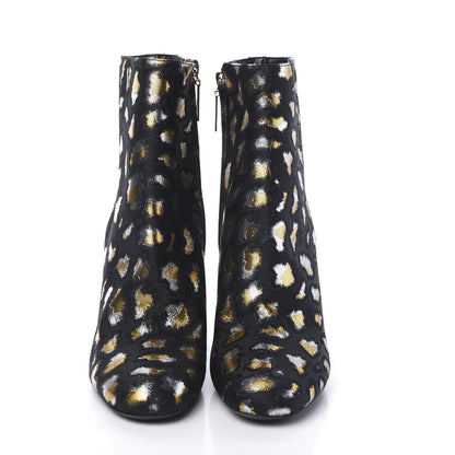 Saint Laurent Jacquard Leopard Loulou Ankle Boots 38 Oro 2 of 9