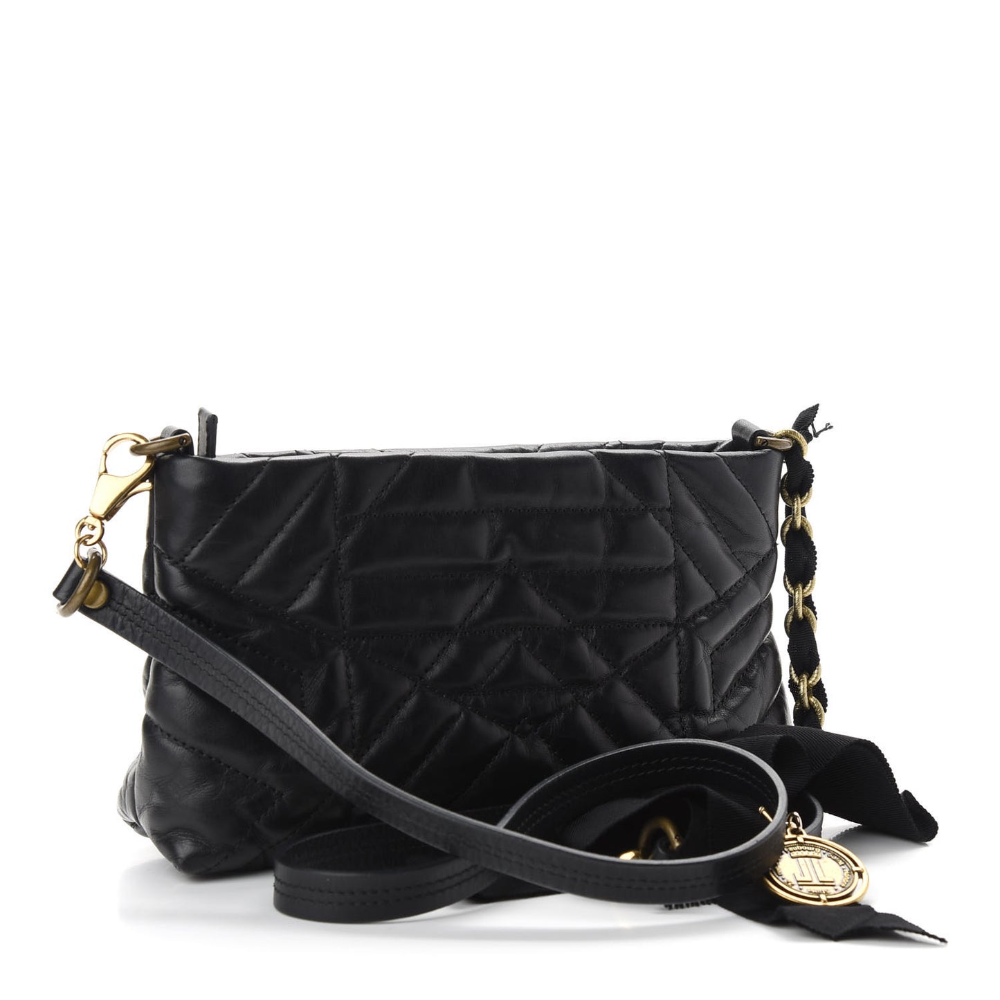 Lambskin Quilted Small Happy Shoulder Bag Black