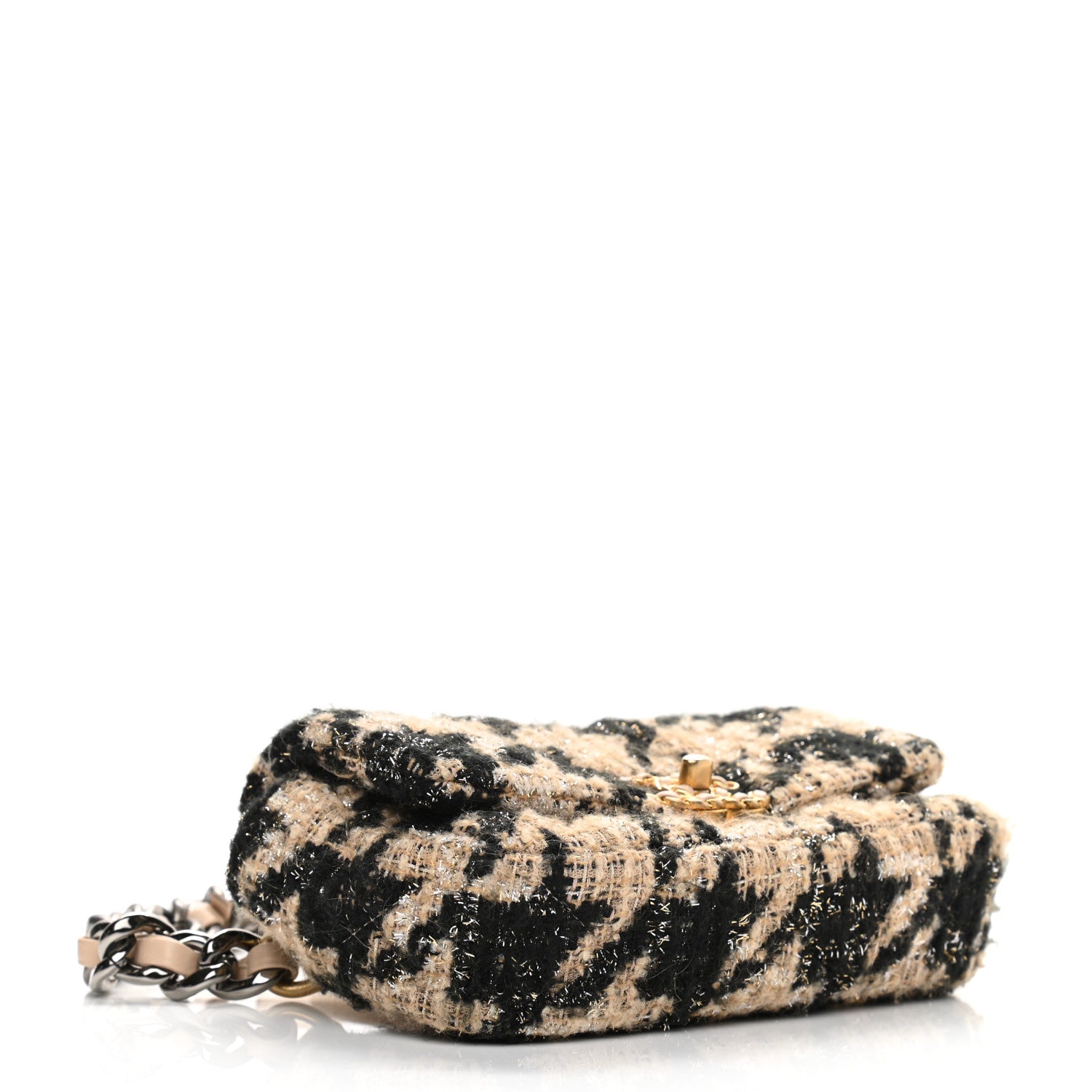 Chanel Tweed Quilted Chanel 19 Waist Bag Beige Black 3 of 9