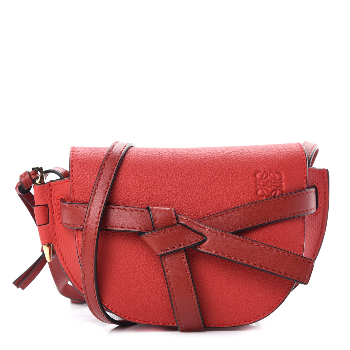 Grained Calfskin Mini Gate Crossbody Bag Scarlet Burnt Red