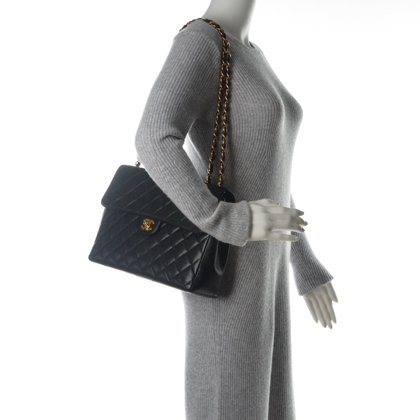 Caviar Quilted Jumbo Single Flap Black