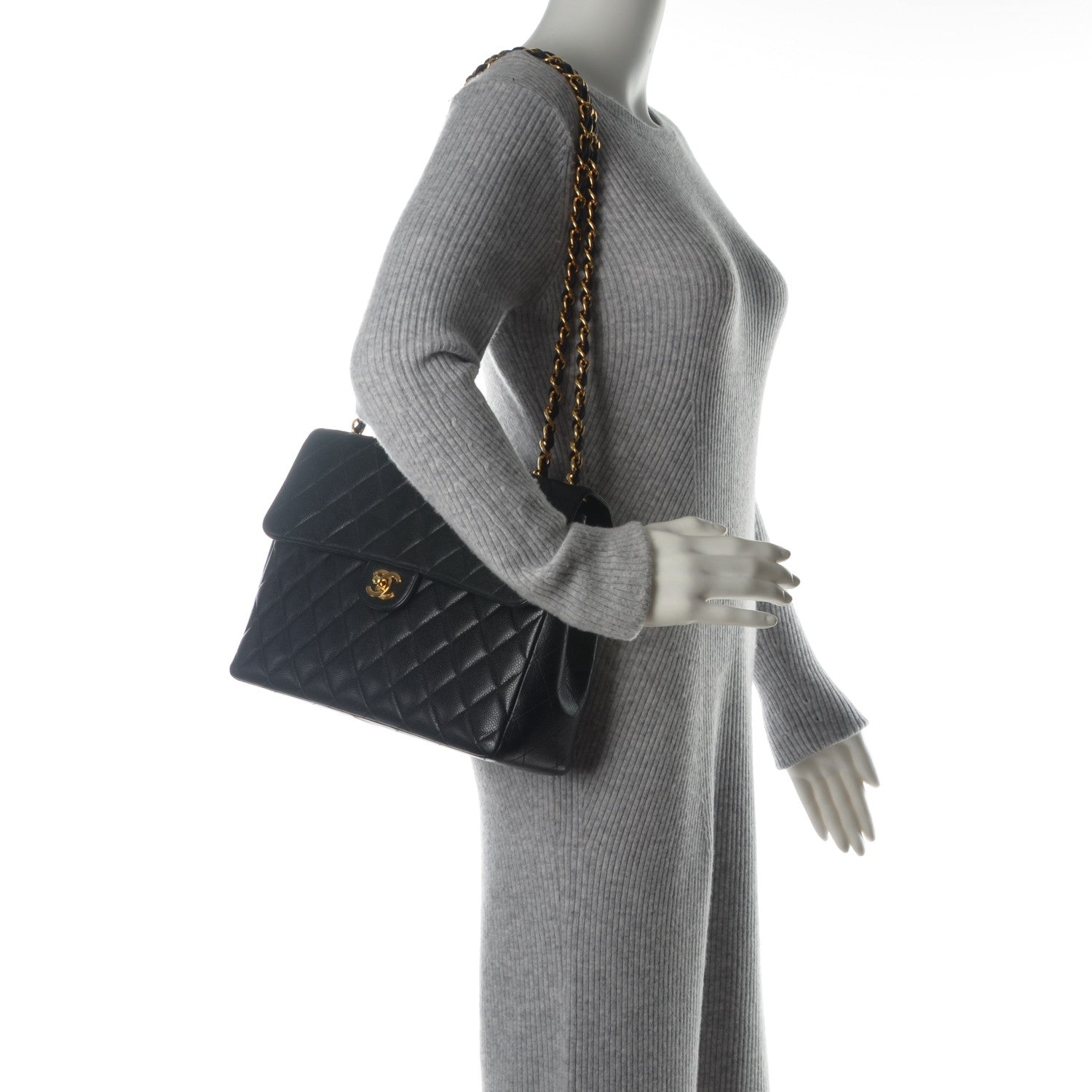 Chanel Caviar Quilted Jumbo Single Flap Black 2 of 9