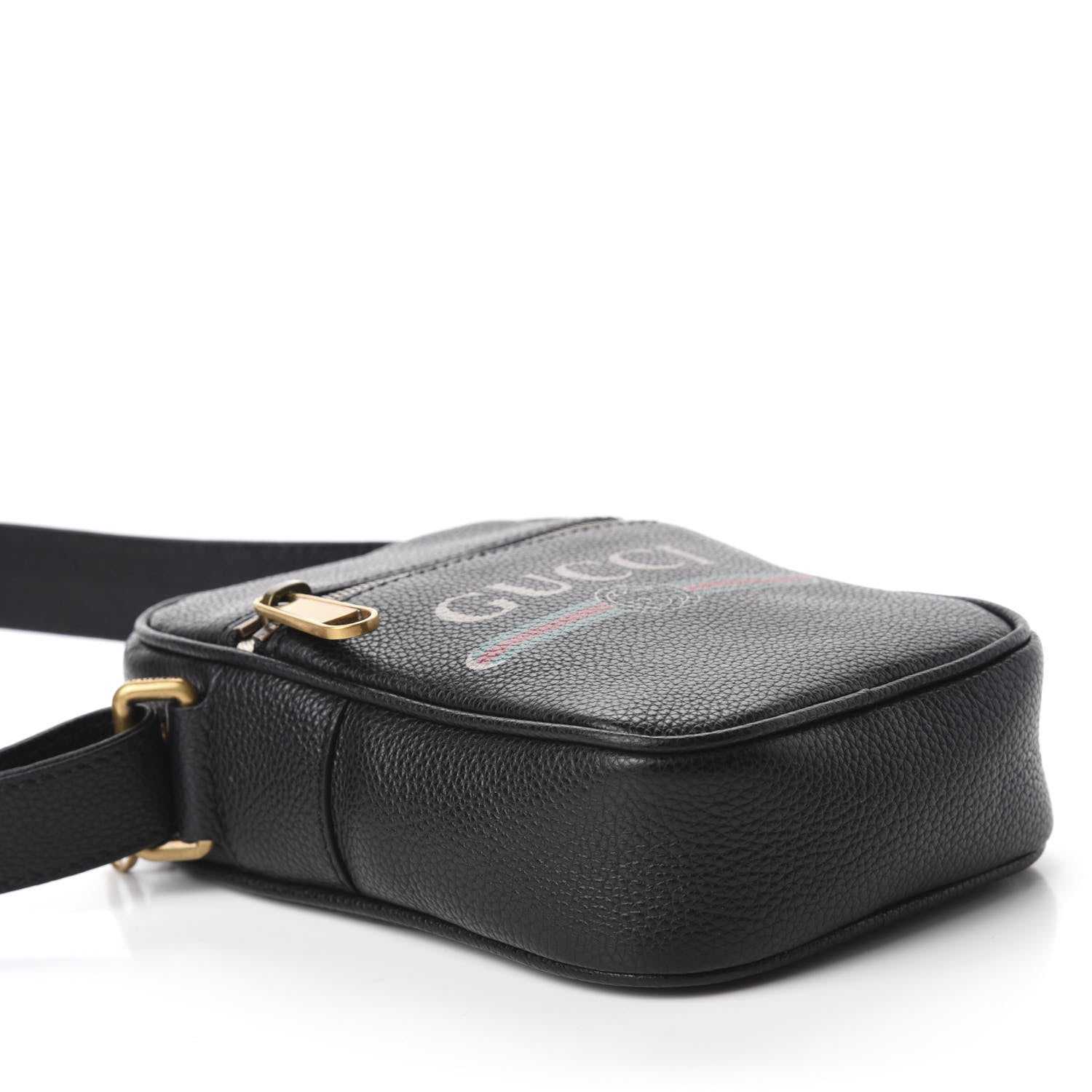 Gucci Grained Calfskin Mini Logo Messenger Bag Black 4 of 10