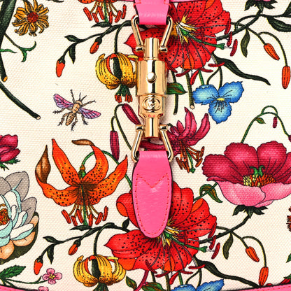 Gucci Canvas Flora Medium Jackie Hobo Fuchsia 8 of 13