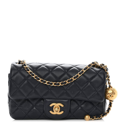 Chanel Lambskin Quilted Mini Pearl Crush Rectangular Flap Navy Blue 1 of 11