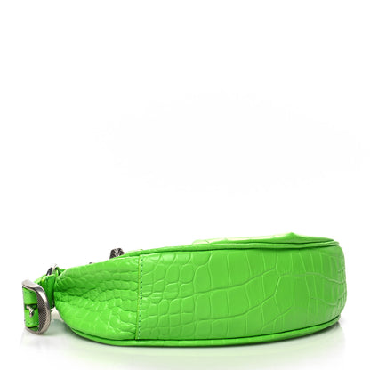 Balenciaga Extra Supple Calfskin Crocodile Embossed Le Cagole Shoulder Bag XS Acid Green 5 of 14