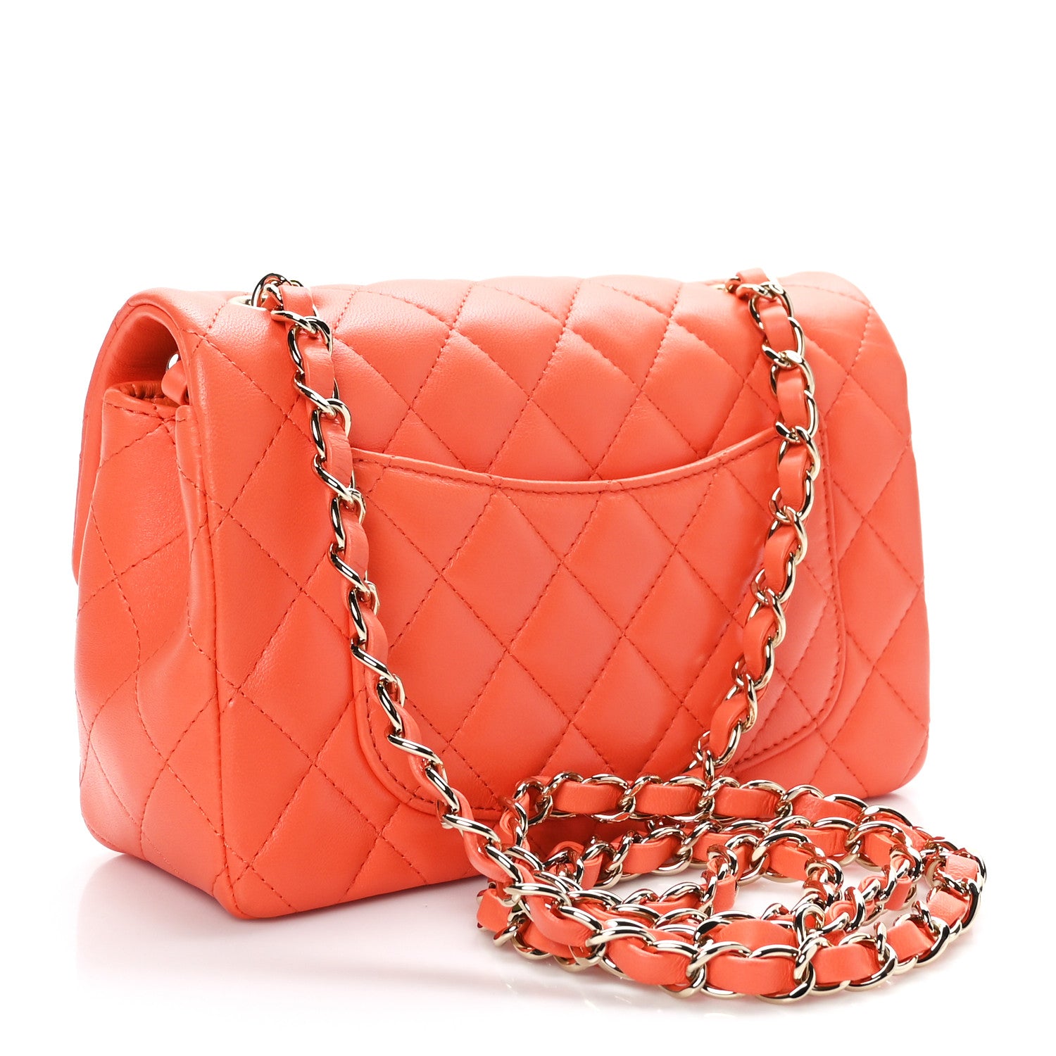 Chanel Lambskin Quilted Mini Rectangular Flap Coral 3 of 9