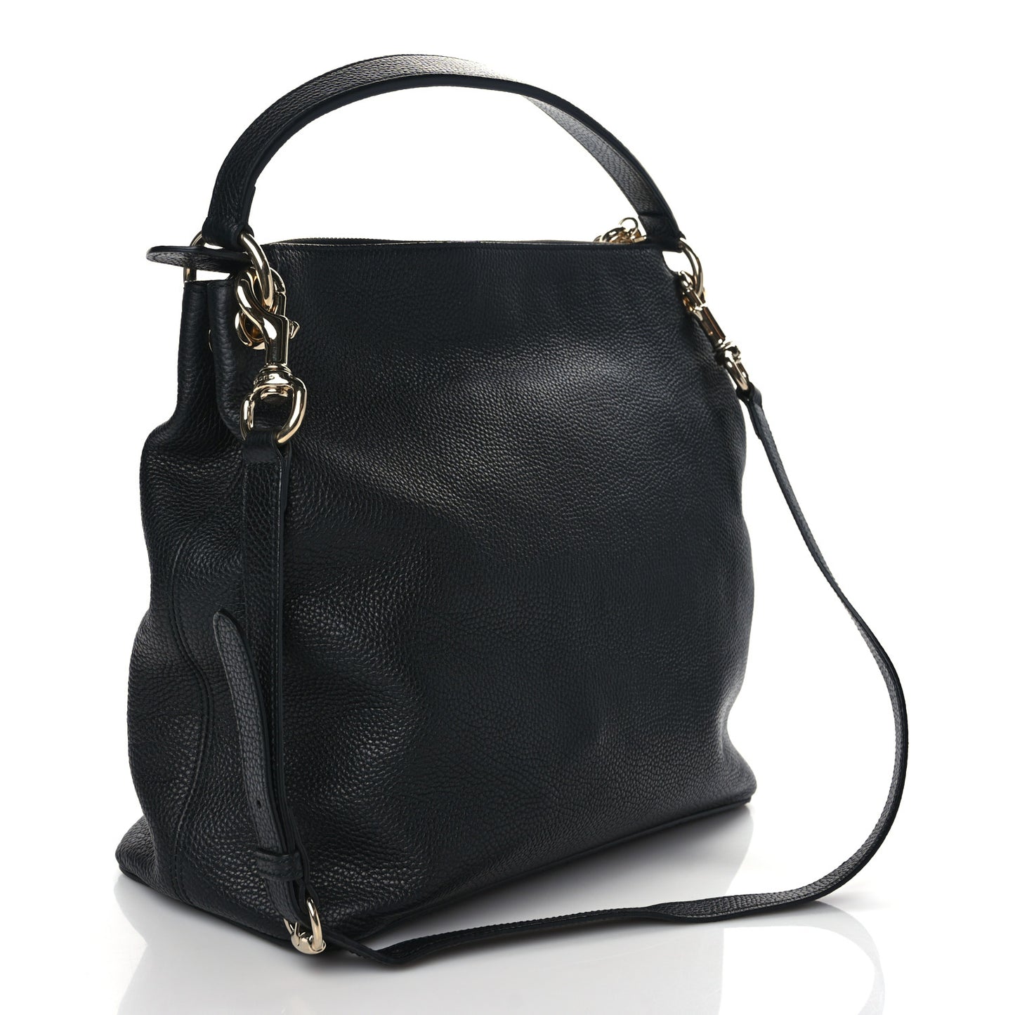 Pebbled Calfskin Large Soho Hobo Black