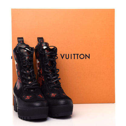 Louis Vuitton Suede Calfskin Catogram Laureate Platform Desert Boots 36 Black Marron 11 of 11