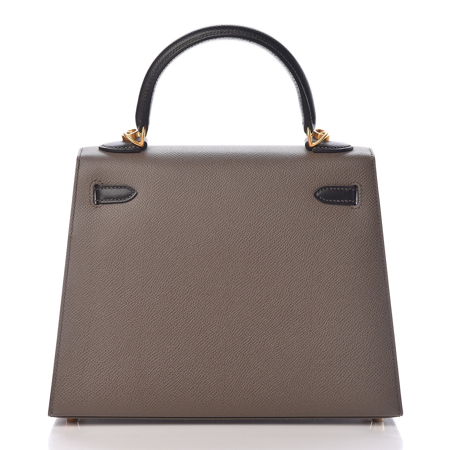 Hermes Epsom Bi Color Horseshoe Kelly Sellier 25 Etain Black 4 of 40