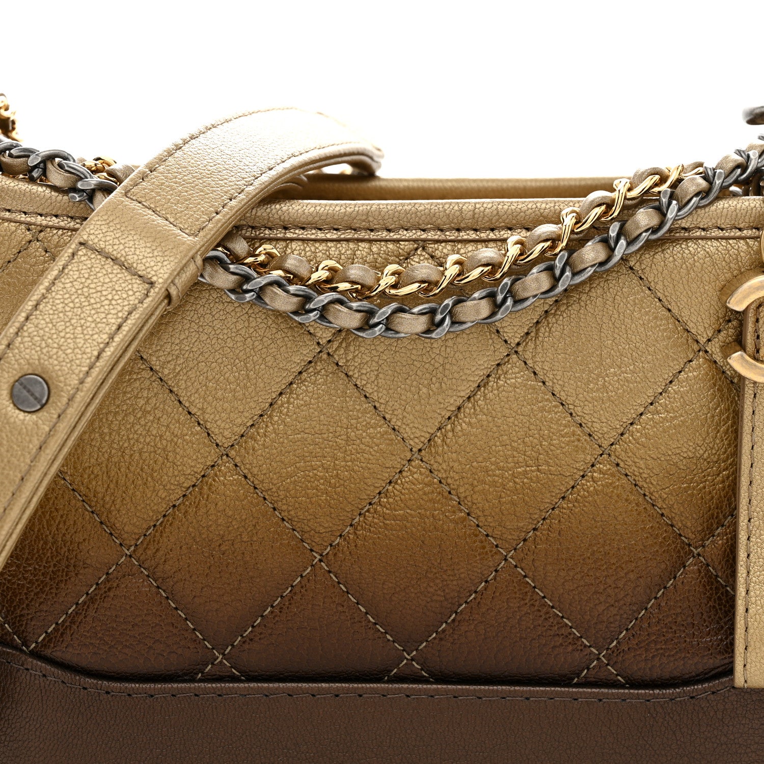 Chanel Metallic Goatskin Quilted Small Gabrielle Hobo Gold Bronze 8 of 11