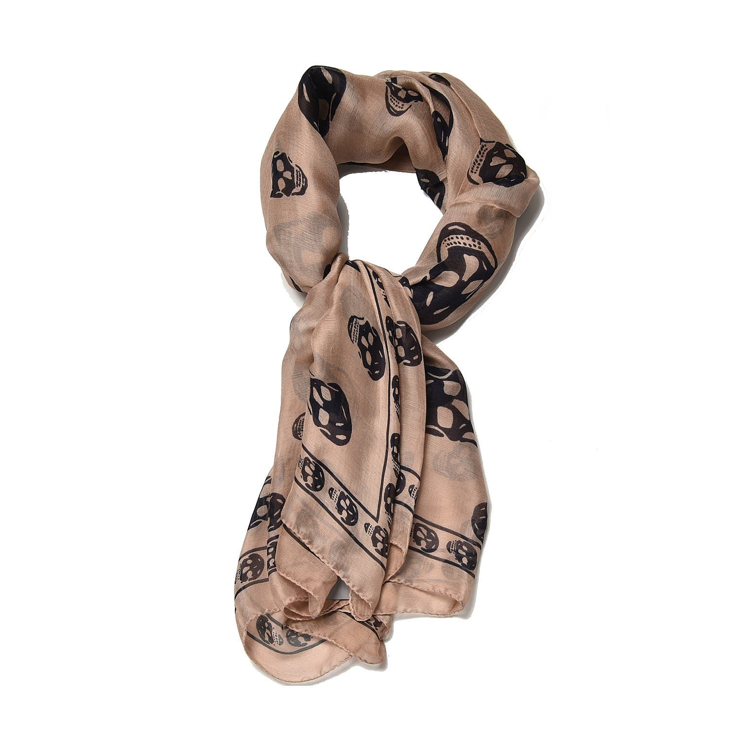 Alexander McQueen Silk Chiffon Skull Scarf Beige Ivory 1 of 5