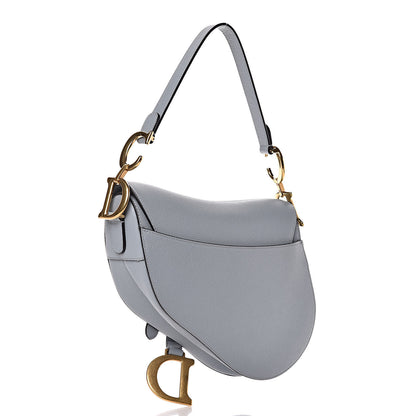 Christian Dior Grained Calfskin Saddle Bag Sky Blue 3 of 8
