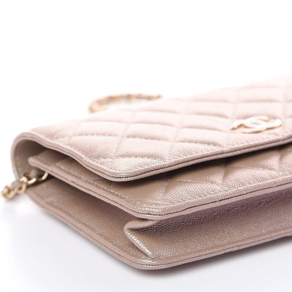Chanel Iridescent Caviar Quilted Wallet On Chain WOC Beige 9 of 11