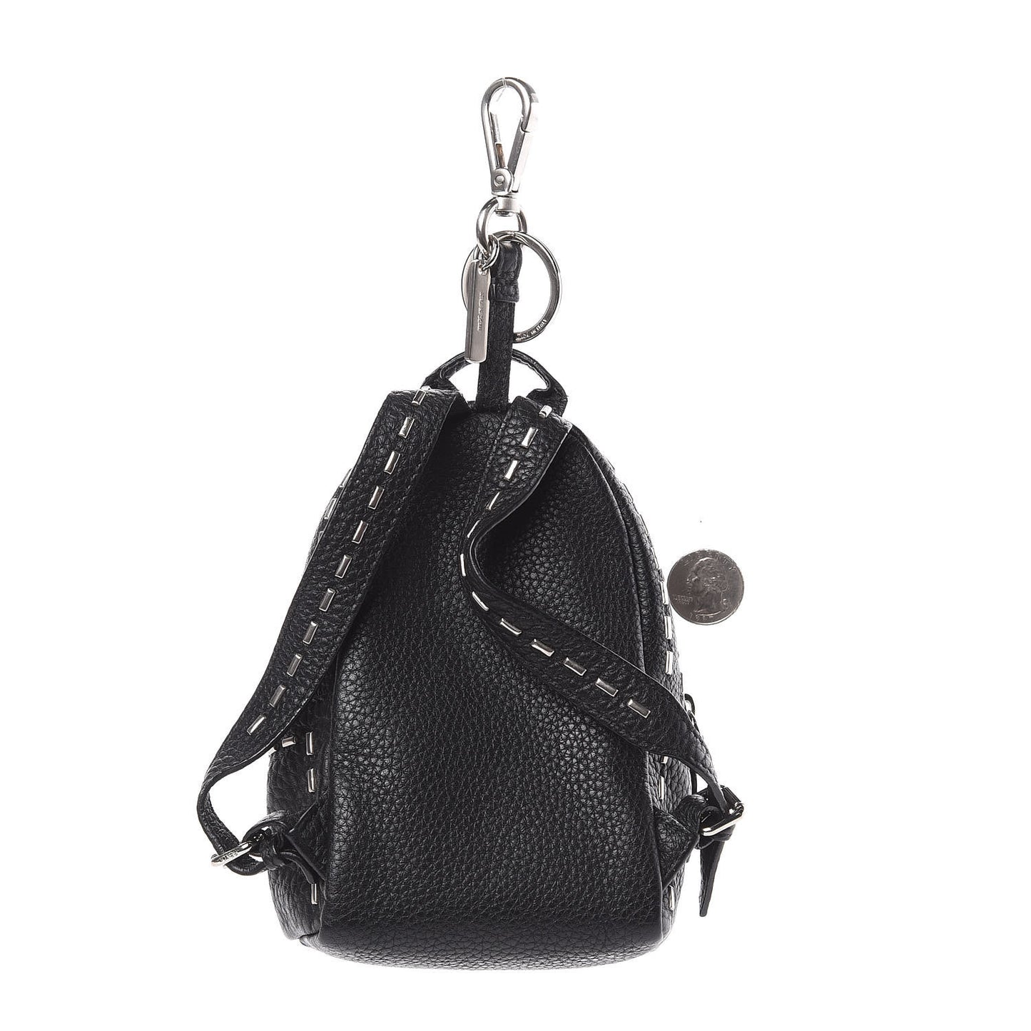 Cuoio Romano Metal Stitch Mini Backpack Charm Black