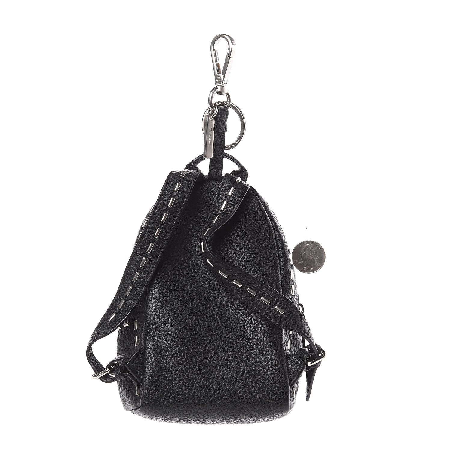 Fendi Cuoio Romano Metal Stitch Mini Backpack Charm Black 2 of 7