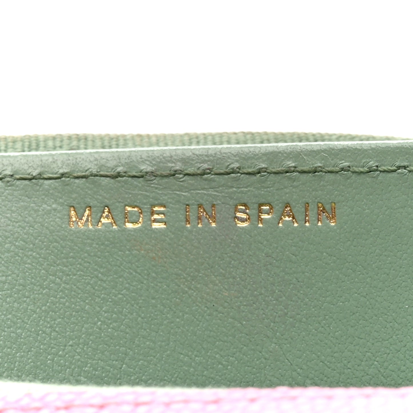 Caviar Metal Perforated Quilted CC Compact Flap Card Holder Pink Green