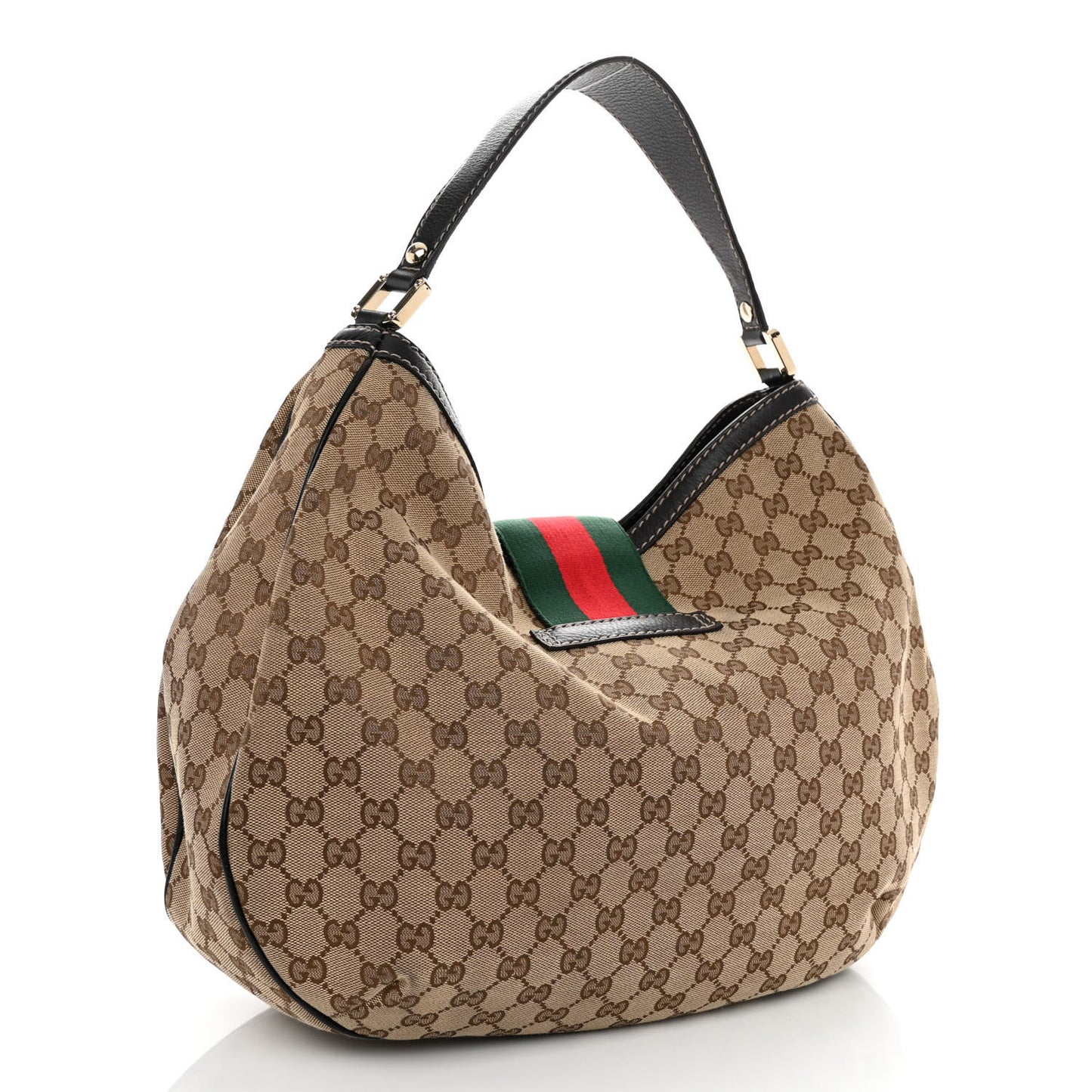 Monogram Large New Ladies Web Hobo Dark Brown