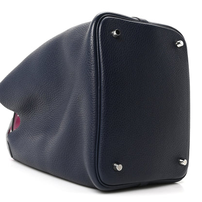 Hermes Taurillon Clemence Picotin Lock 22 MM Bleu Nuit Rose Pourpre 9 of 10