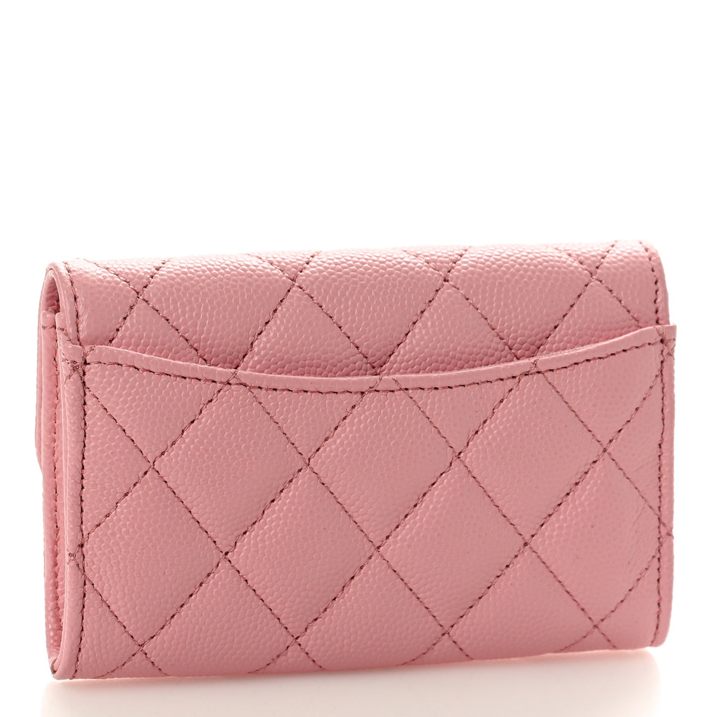 Caviar Quilted Flap Card Holder Wallet Light Pink