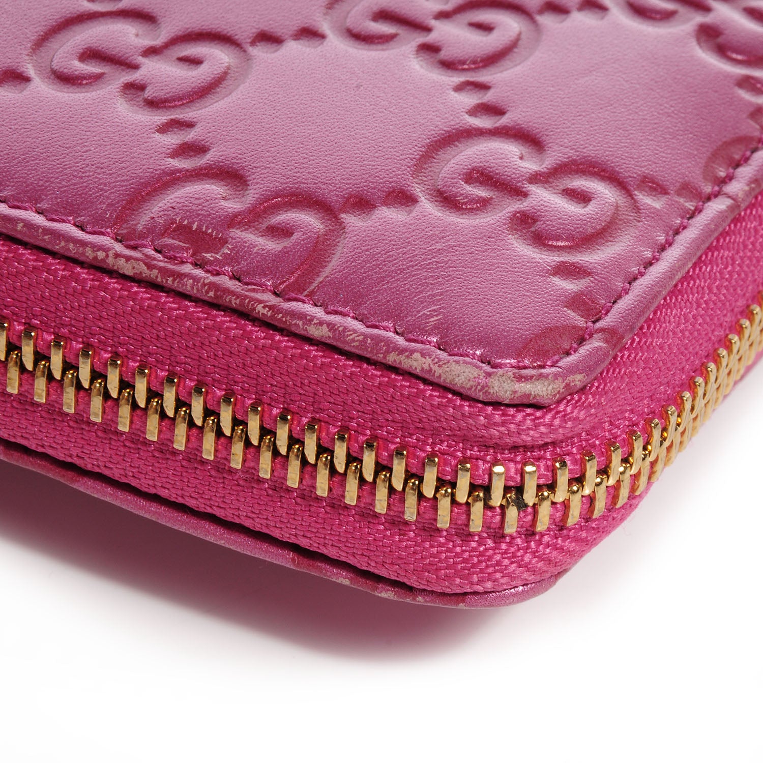Gucci Metallic Soft Guccissima Heart Zip Around Wallet Fresia Rose 15 of 18