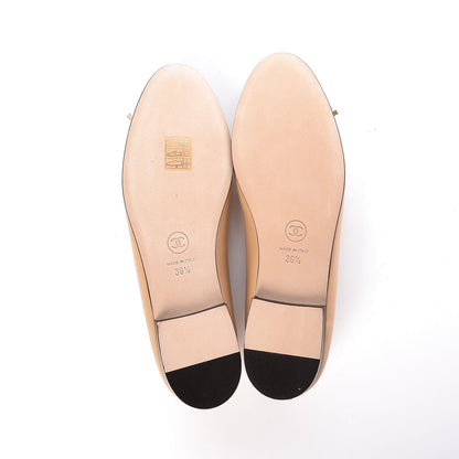 Chanel Lambskin Cap Toe CC Ballerina Flats 36.5 Beige Black 5 of 8