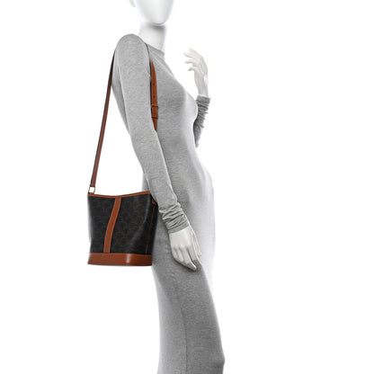 Celine Triomphe Canvas Calfskin Small Bucket Bag Tan 2 of 11