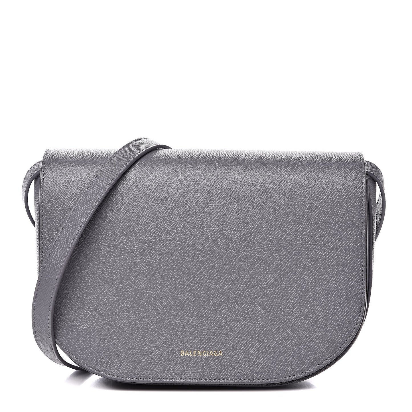 Grained Calfskin Logo S Ville Day Bag Gris Perle Fonce White