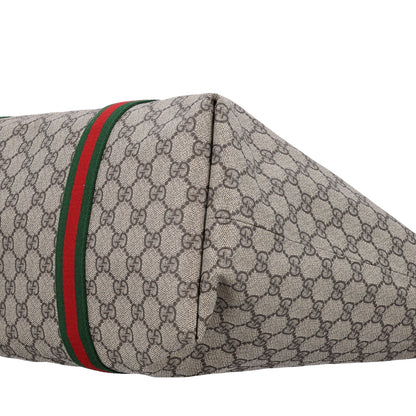 Gucci Tender GG Supreme Monogram Textured Dollar Calfskin Web Tote Beige Ebony New Acero 10 of 10