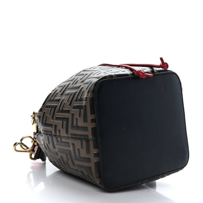 Fendi Vitello Grace F is Fendi Bi-Color FF 1974 Embossed Grande Mon Tresor Bucket Bag Maya Black Fragola 4 of 11