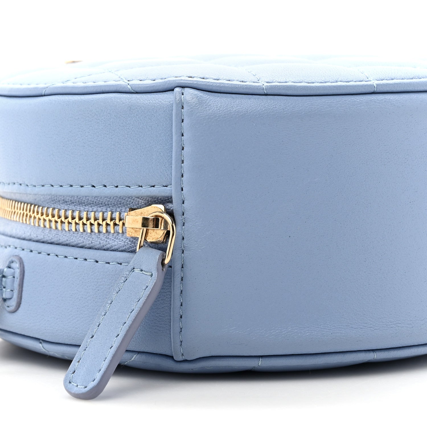 Chanel Lambskin Quilted Round Clutch With Chain Light Blue 10 of 10