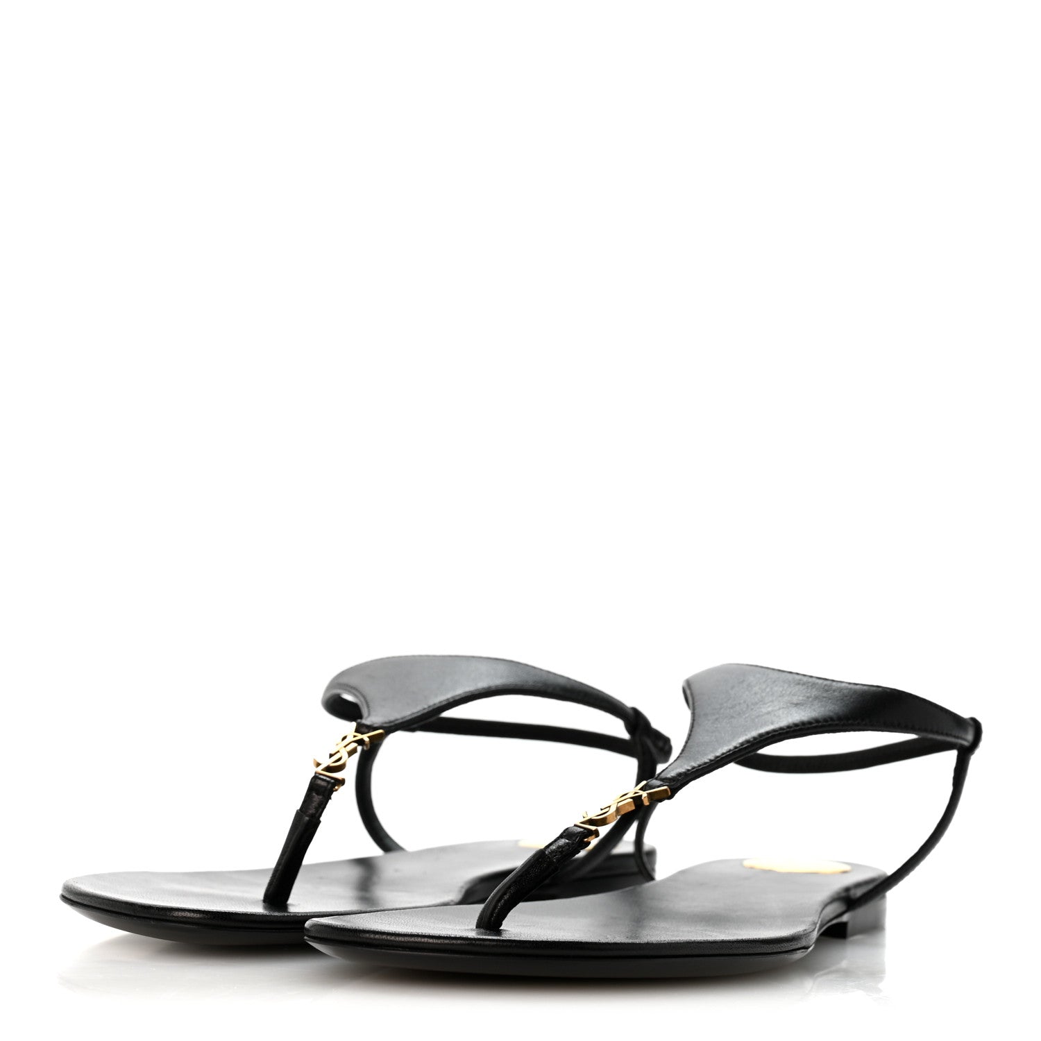 Saint Laurent Lambskin Monogram Cassandra Slingback Flat Sandals 36.5 Black 4 of 8