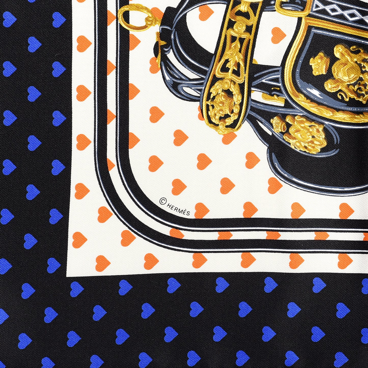Silk Brides De Gala Love Pocket Square Black White Orange