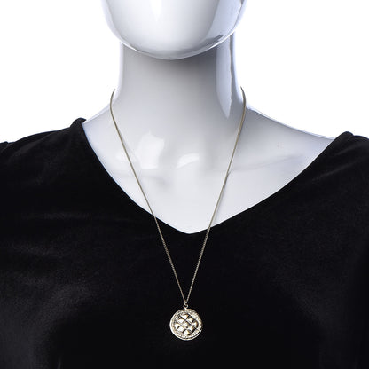 Chanel Quilted CC Pendant Necklace Light Gold 2 of 4
