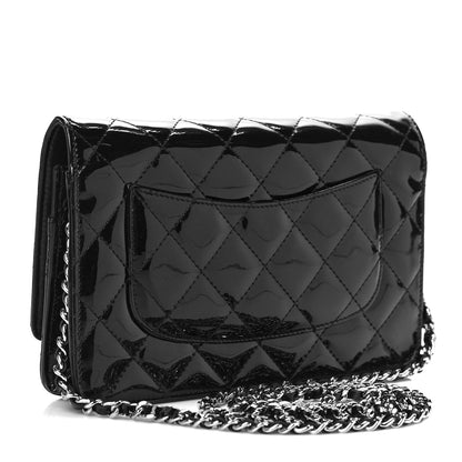 Chanel Patent Quilted Wallet On Chain WOC Black 3 of 11