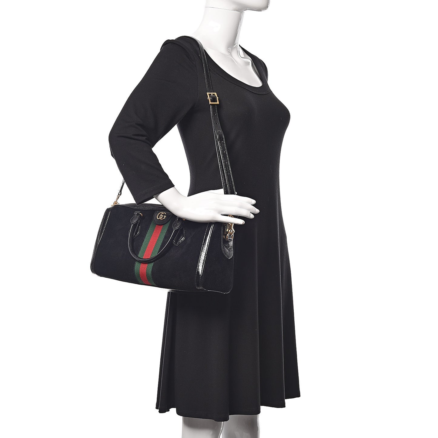 Suede Patent GG Web Medium Ophidia Boston Black