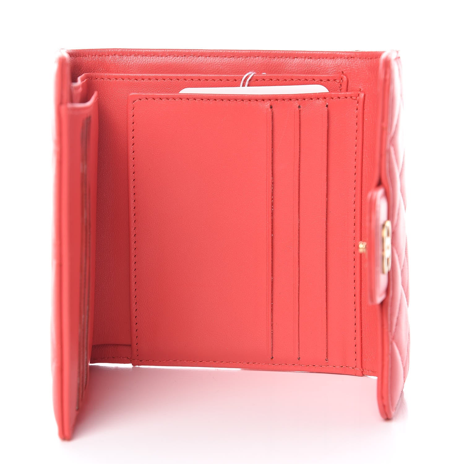 Chanel Lambskin Quilted Small Compact Wallet Red 5 of 10
