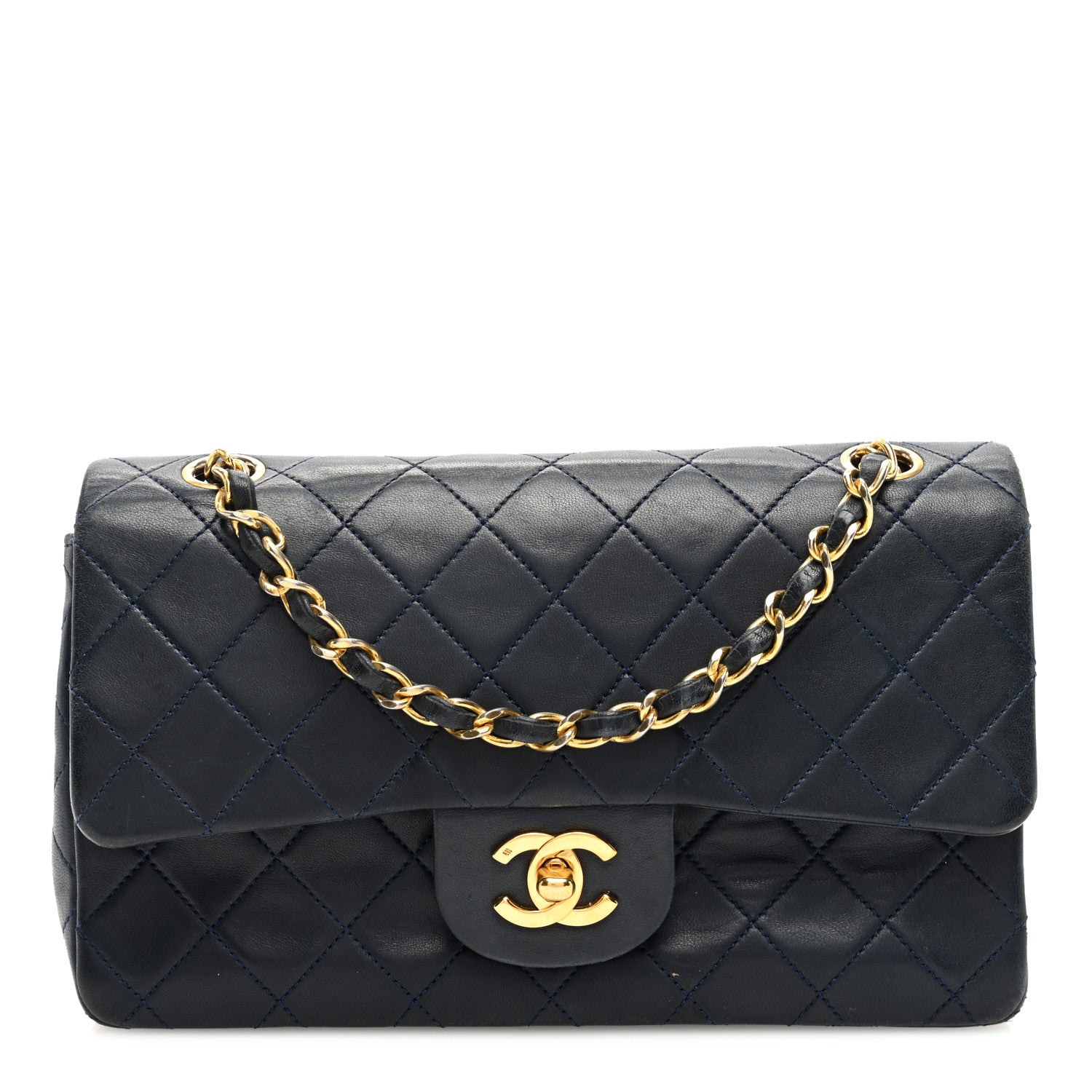 Chanel Lambskin Quilted Small Double Flap Navy 1 of 10