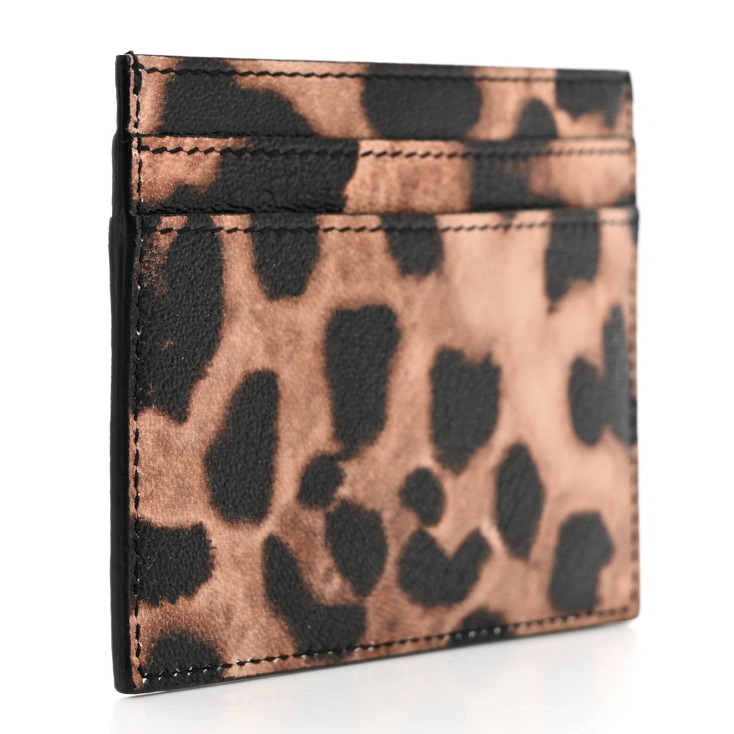 Saint Laurent Calfskin Leopard Print Card Case Manto Naturale 3 of 7