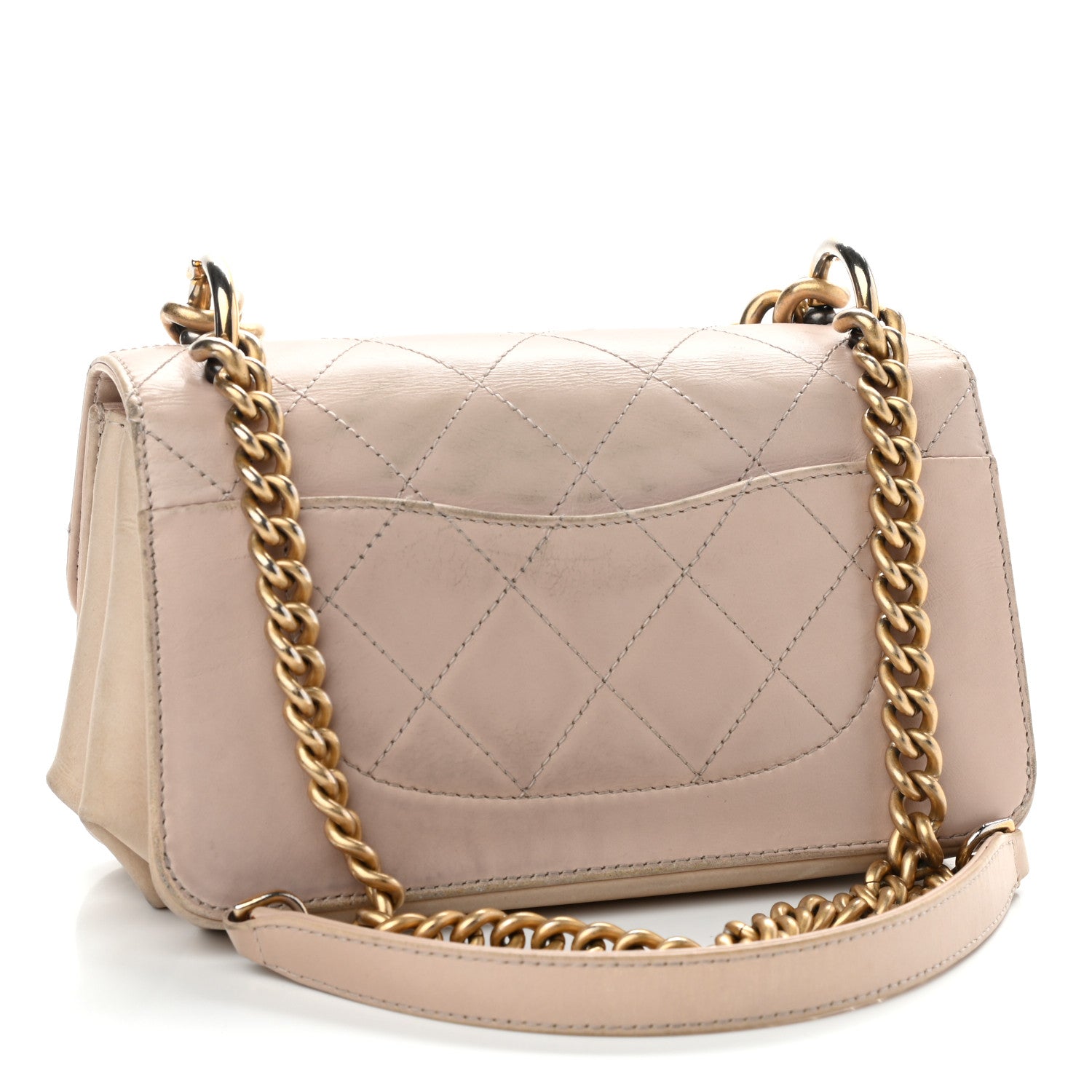 Chanel Glazed Calfskin Quilted Mini Straight Lined Flap Beige 3 of 16