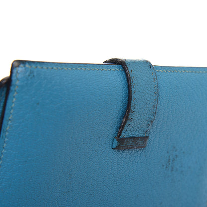 Hermes Chevre Mysore Compact Bearn Wallet Blue Jean 27 of 29