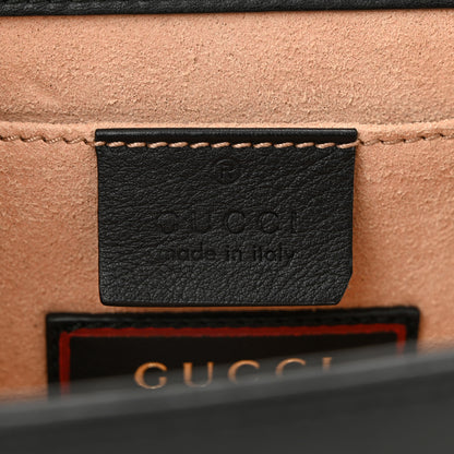 Gucci Calfskin Strawberry Embroidered Small Padlock Shoulder Bag Black 6 of 11