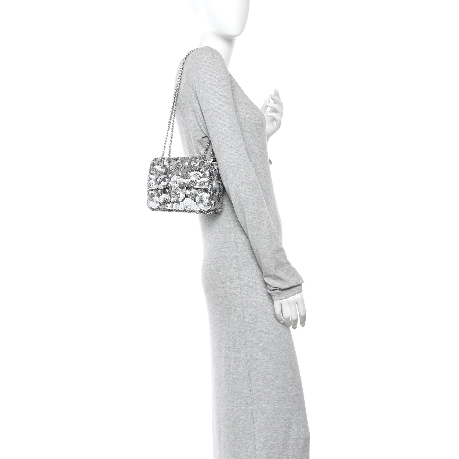 Chanel Sequin Mini Rectangular Flap Silver 2 of 10