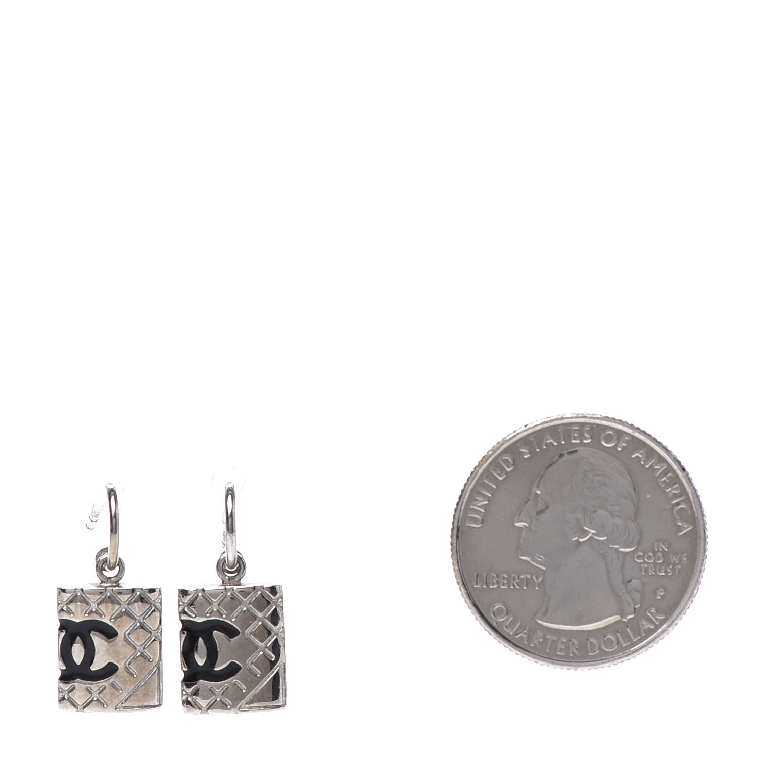 Chanel CC Cambon Drop Earrings Silver 2 of 5