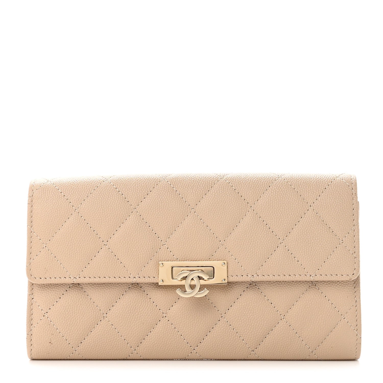 Chanel Caviar Quilted Large Golden Class Gusset Flap Wallet Beige 1 of 13