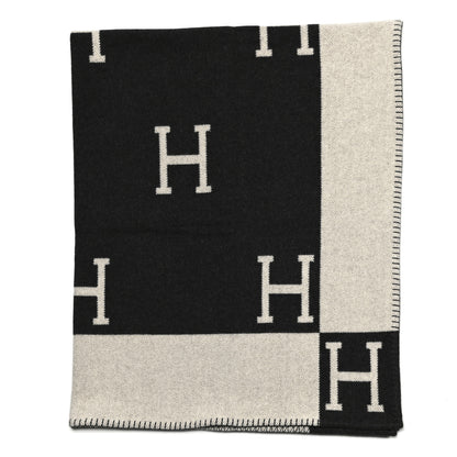 Hermes Wool Cashmere Avalon Blanket Ecru Gris Fonce 1 of 3