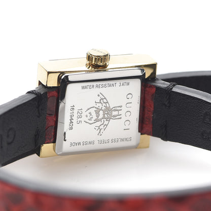 Gucci Stainless Steel Lizard Mother of Pearl 14mm G-Frame Square Double Wrap Quartz Watch 6 of 7