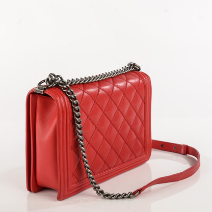 Chanel Calfskin Quilted Double Stitch Large Boy Flap Red 3 of 8