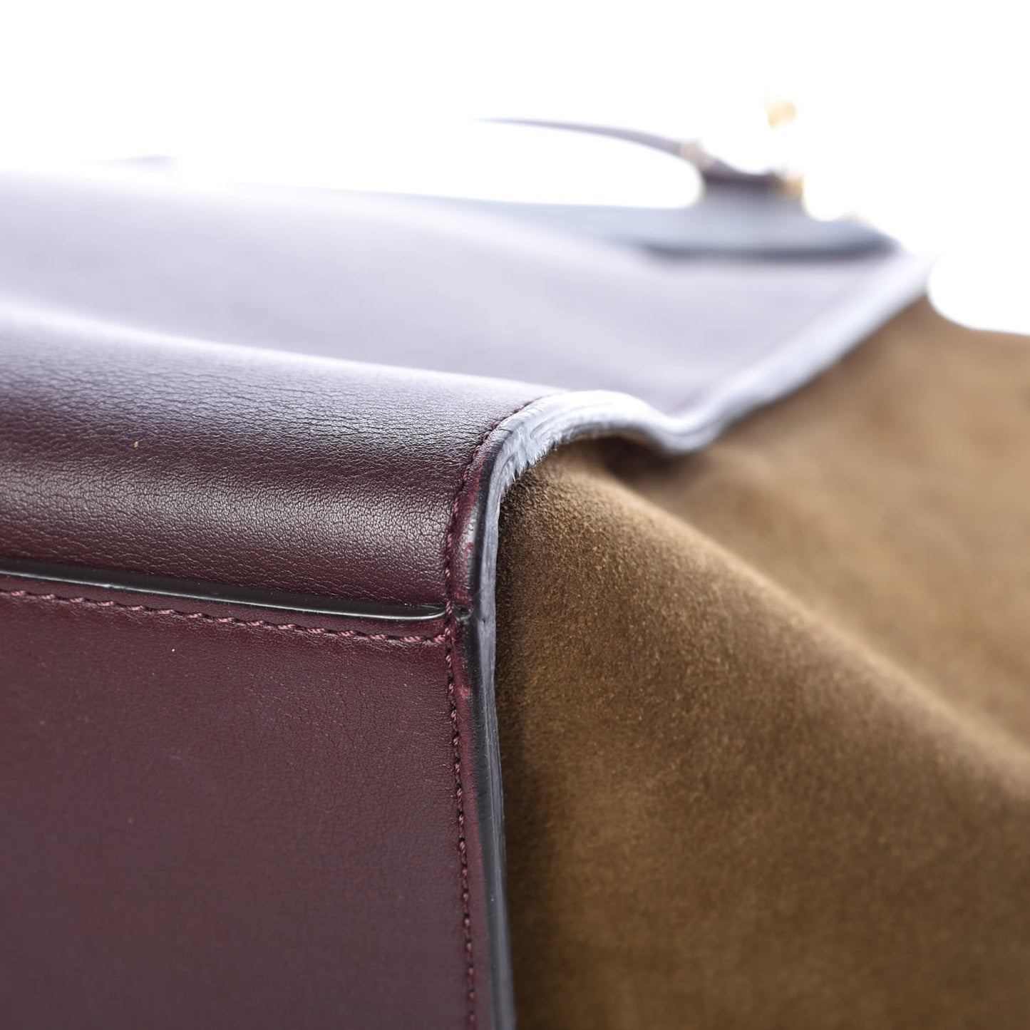 Drummed Calfskin Suede Medium Tri-Color Trapeze Burgundy